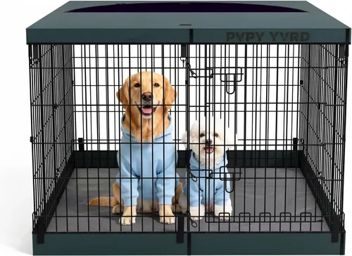 Vista 10 de Corralito plegable para perros, 24 pulgadas, 8 paneles, valla de ejercicio