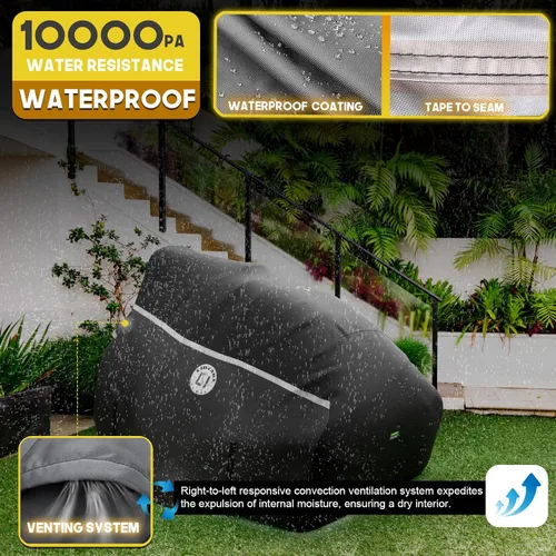 Vista 3 de Funda para tractor de césped de 420D, cubierta impermeable para tractor resistente, se adapta a cubiertas de hasta 54", ajuste universal para John