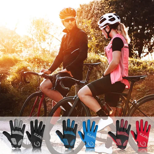 Vista 5 de Guantes de ciclismo VMFTS con gel y guantes deportivos sin dedos completos para fitness, levantamiento de pesas, entrenamiento de escalada