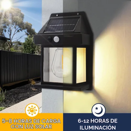 Vista 4 de Luces solares impermeables al aire libre, 3 modos de luz de seguridad con sensor de movimiento del atardecer al amanecer, luces de pared alimentadas