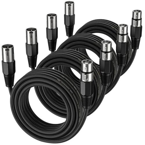 Vista 8 de EBXYA Cable XLR de 2 pies, paquete de 6 unidades, cable de micrófono equilibrado con cable XLR de 3 pines macho a hembra, color negro