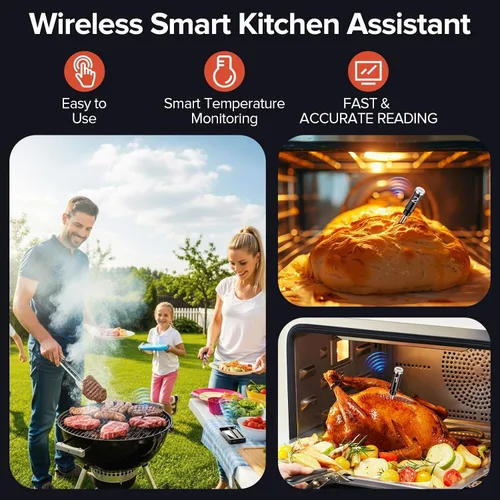Vista 7 de Termómetro inalámbrico inteligente para carne, 2 sondas, base WiFi con Gris