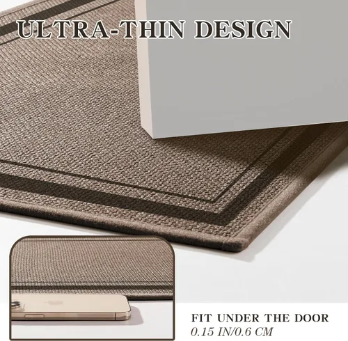 Vista 3 de chakme Juego de 2 alfombras de baño ultrafinas, absorbentes, antideslizantes, lavables a máquina, color beige oscuro, 17 x 24 pulgadas + tapete