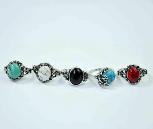 Vista 2 de XSWLKJ Lotes al por mayor 30pcs anillos de acero inoxidable para mujer al por mayor lotes mezclados anillo de piedra natural