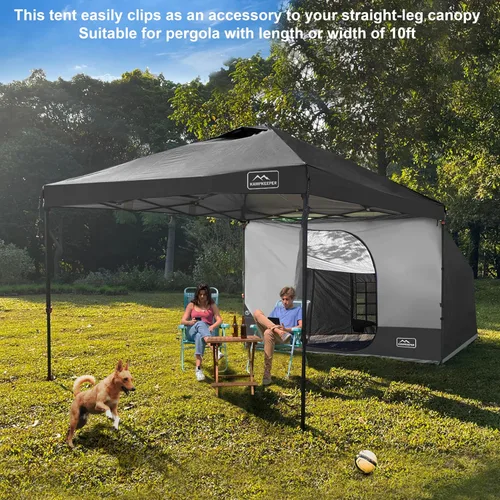 Vista 2 de KAMPKEEPER Side Tent,1/2 Person Camping Tent for 10' x 10' Pop Up Canopy, Easy Set Up Gazebo,Compatible with 10' Wide Canopy Tent(Canopy Not