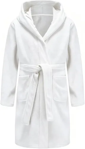 Vista 7 de E.W Apparel Bata de baño con capucha de toalla para niños y niñas, bata de vestir, bata de tela de rizo suave Aguamarina