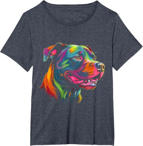 Vista 81 de Pit Bull Mom Dog Lover Colorido Artistic Pitbull Owner - Camiseta para mujer, Negro
