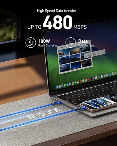 Vista 46 de Dasku iPhone 17 USB C a USB C de carga rápida, 60 W (3.1 A), paquete de 2 cables cargador de carga de 3 pies tipo C para iPhone 17/16/15/15 Plus/15