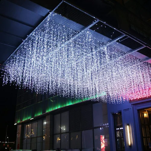 Vista 6 de GTSYDING - Luces LED de carámbano, 13 pies, 96 luces LED, 8 modos, cortina de ventana extensible, hada, Navidad, techo, colgante, luz parpadeante