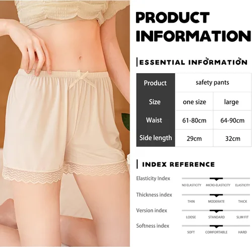 Vista 2 de 3 piezas de pantalones cortos de satén con lazo de encaje para mujer, culottes debajo de los vestidos, medias se desliza debajo de los vestidos