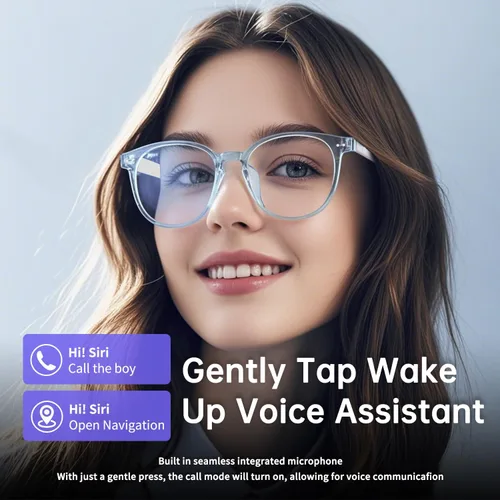 Vista 5 de Lentes inteligentes para mujeres y hombres, gafas Bluetooth de oreja abierta con lentes fotocromáticas, control táctil, asistente de voz y audio