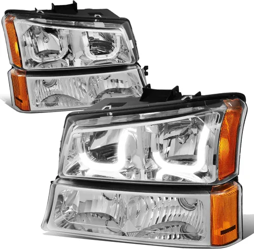 Vista 9 de Auto Dynasty Conjunto de faros LED DRL compatible con Chevy Avalanche Silverado 1500-3500 2003-2007, repuesto de faros delanteros laterales