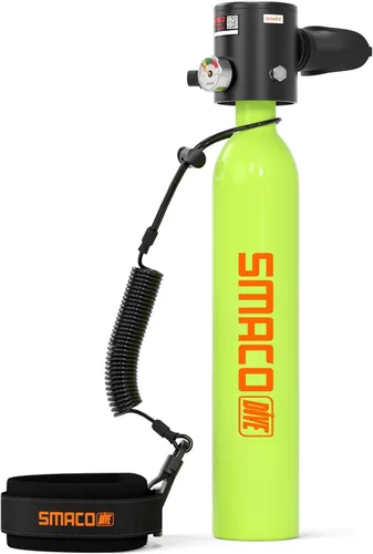 Vista 9 de SMACO S300 Mini Scuba Tank Handheld Diving Lung Air Tank 0.5L Aluminum Pony Bottle, Compact & Lightweight, for Recreational Diving, Pool Training
