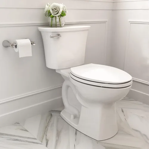Vista 2 de American Standard 608AA005.020 Edgemere Inodoro de dos piezas con asiento de cierre lento y anillo de cera, parte delantera alargada, descarga a