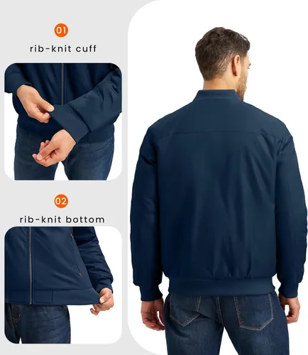 Vista 6 de Rdruko Chaquetas bomber para hombre, diseño de cebolla, acolchadas, cortavientos, con cremallera, 4 bolsillos, impermeables, de satén, para vuelo