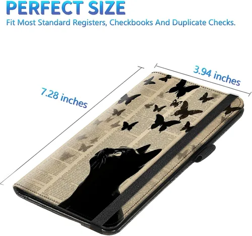 Vista 125 de Funda para chequera para hombres y mujeres, cartera de cuero RFID con ranuras para tarjetas de crédito, soporte de cheques duplicados personales