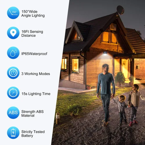 Vista 2 de Luces solares para exteriores [42 LED/3 modos de trabajo], SEZAC luces solares de seguridad con sensor de movimiento solar, inalámbricas, IP 65