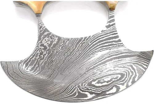 Vista 4 de Chef Kitchen Alaskan Ulu cuchillo Crescent Blade Bone Handle (DM)