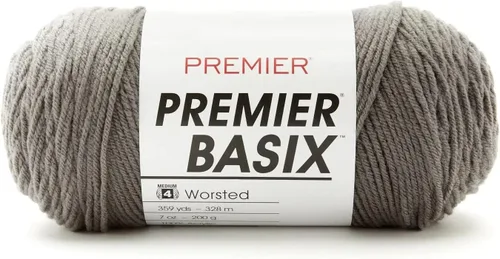 Vista 15 de Premier Yarns Basix, hilo de estambre sólido, hecho de acrílico, hilo ideal para ganchillo y tejido, color blanco, 359 yardas