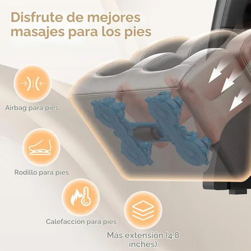 Vista 7 de FURNIMAT Silla de masaje de cuerpo completo, silla de masaje de gravedad cero con 10 rodillos fijos, bolsas de aire, calefacción, masaje de pies