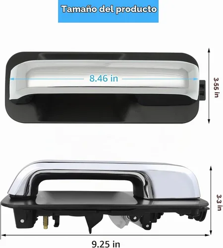 Vista 6 de Moonlinks - Manija de puerta trasera izquierda compatible con Ford F150 2015-2020 F150 Left Rear Door Handle Replacement Chrome Palanca cromada.