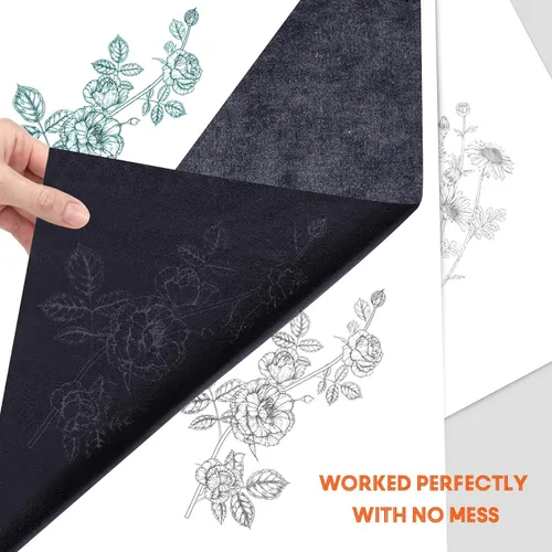 Vista 3 de psler - Papel de carbón para rastrear papel de transferencia de grafito, 30 piezas, papel de grafito negro para trazar patrones de dibujo