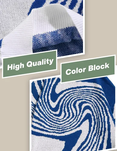 Vista 10 de ZAFUL Y2K - Suéter casual con estampado de llama estética para hombre, suéter de punto holgado, manga larga, cuello redondo