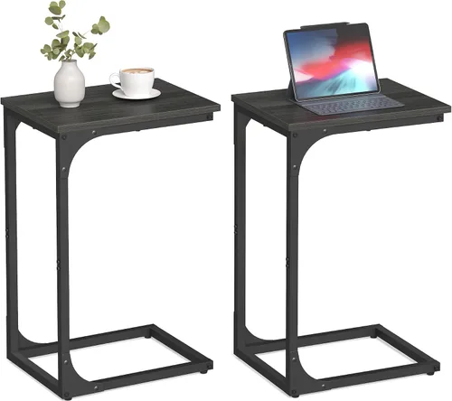 Vista 14 de VASAGLE - Mesa auxiliar en forma de C, mesa lateral pequeña para sofá, mesa de sofá con estructura metálica para sala de estar, dormitorio, mesita