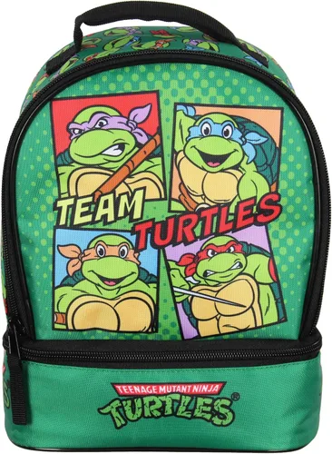 Vista 2 de INTIMO Nickelodeon Teenage Mutant Ninja Turtles Team - Lonchera de doble compartimento de 9 pulgadas