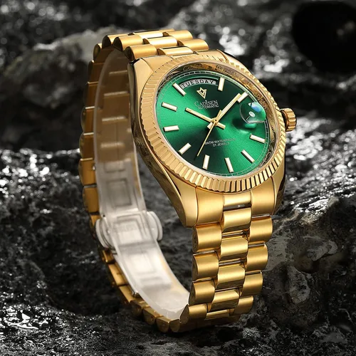 Vista 2 de CADISEN - Reloj de pulsera de acero inoxidable impermeable para hombre, mecánico, de negocios