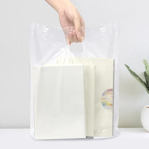 Vista 6 de LazyMe Bolsas transparentes para mercancía con asas troqueladas, 11 x 15 pulgadas, 100