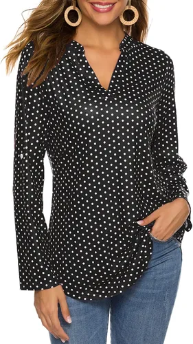 Vista 2 de Halife - Blusa para mujer, estilo túnica, manga 34 enrollable, cuello en V y estampado floral