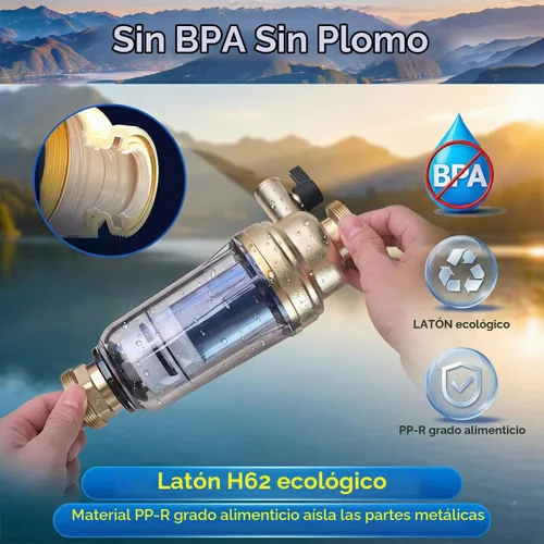 Vista 7 de Filtro de sedimento giratorio para toda la casa, prefiltro desechable de doble capa de 40 micrones para agua de pozos y ciudad, diseño