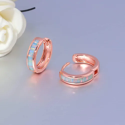Vista 23 de CiNily Aretes Huggie de ópalo con bisagras, chapados en oro, hipoalergénicos, pequeños aretes de aro para mujeres, adolescentes, niñas, hombres