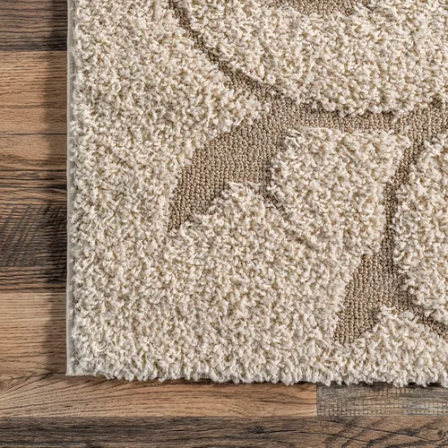 Vista 5 de NuLOOM - Alfombra de pelo de Maisha con diseño de remolinos, hecha a máquina, 10 pies x 14 pies, color crema