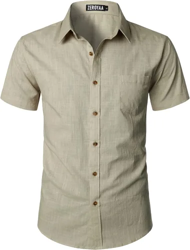 Vista 8 de ZEROYAA Camisas casuales de algodón ligero con botones para hombre aguamarina (Aqua Sky)