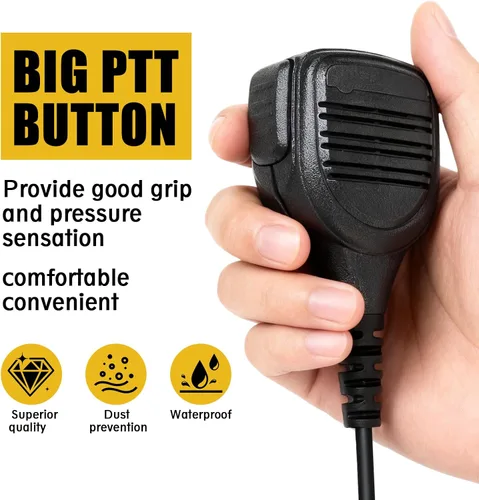 Vista 4 de WODASEN APX 6000 Walkie Talkie remoto altavoz de mano Mic Jamón Radio Hombro Micrófono con 0.138 in Audio Jack para Motorola APX 900 4000 7000 8000
