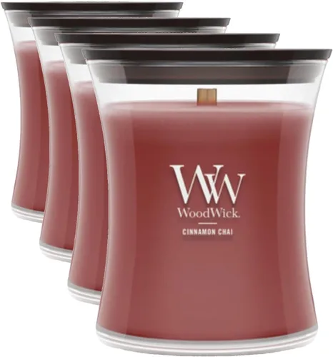 Vista 16 de WoodWick Regalos de Velas Navideñas de Canela Chai para Mujeres y Hombres, Vela de Reloj de Arena Mediana de 9.7 oz con Mecha Crepitante