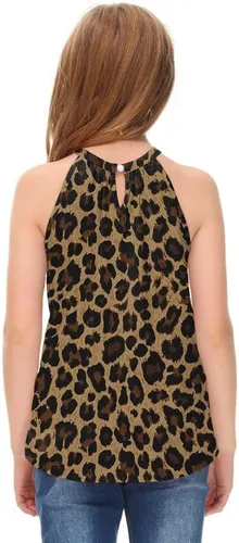 Vista 6 de BesserBay Camiseta sin mangas casual de verano con cuello halter para niñas de 5 a 14 años