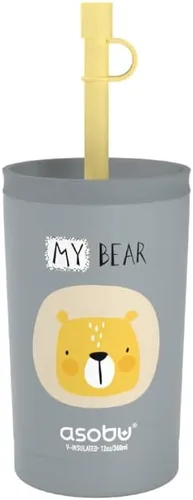 Vista 8 de asobu Vaso de acero inoxidable para niños con tapa flexible con popote Botella de agua aislada Vaso de viaje reutilizable de 12 onzas (azul)