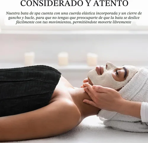 Vista 5 de Tigeen - Bata de spa para mujer, 2 piezas, color negro, talla M