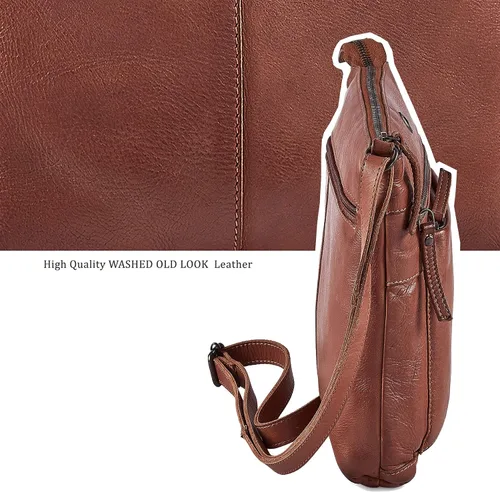 Vista 5 de Cartera de cuero genuino para mujer, bolso cruzado de viaje, bolso de hombro, cartera pequeña vintage Real Leather, Travel, Shoulder, Small, Vintage