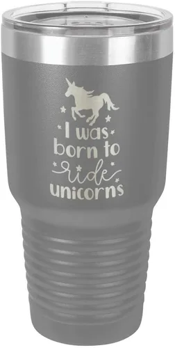 Vista 10 de I Was BORN TO RIDE UNICORNS Grabado vaso de 325 ml, grabado con láser, taza de viaje de acero con recubrimiento en polvo, libre de BPA, con camello