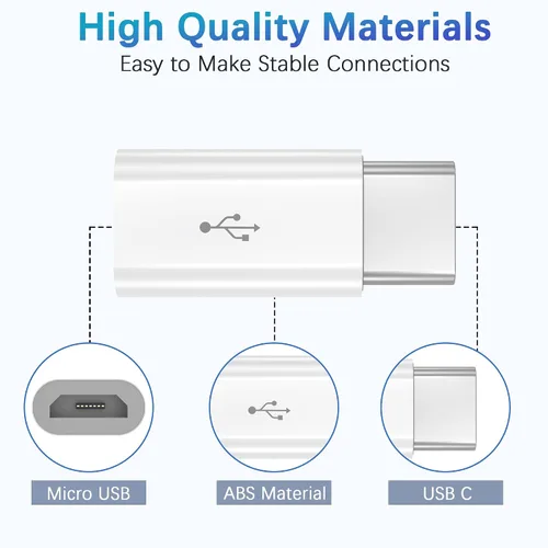 Vista 3 de Adaptador micro USB a USB C, paquete de 2 adaptadores Micro-USB hembra a USB-C macho OTG compatibles con Samsung Galaxy, LG, Huawei, teléfonos tipo