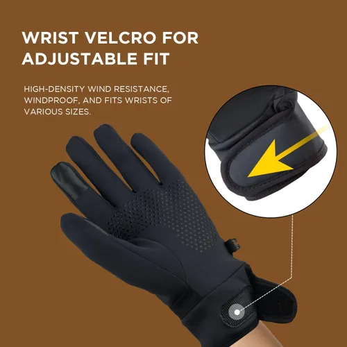 Vista 5 de LIFECT Guantes de invierno, guantes para clima frío, guantes cálidos para hombres y mujeres, guantes antideslizantes para pantalla táctil