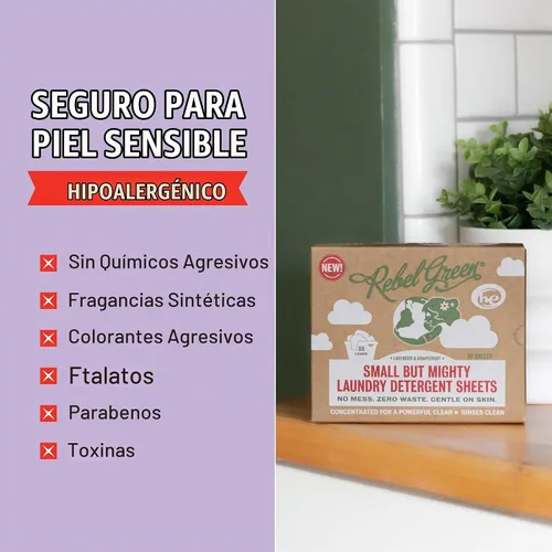 Vista 6 de Rebel Green Hojas de detergente para ropa ecológicas pequeñas pero