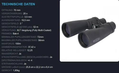 Vista 10 de Celestron Echelon - Prismáticos Porro de 20 x 70 para observación de largo alcance