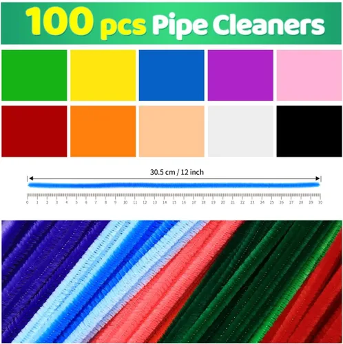Vista 2 de IOOLEEM Limpiadores de tubería negros, tallos de chenilla para manualidades DIY y decoraciones de fiesta, suministros para arte y manualidades.