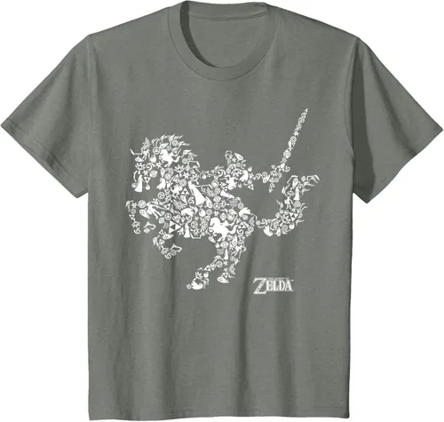 Vista 38 de The Legend of Zelda Camiseta con diseño de símbolos de caballo Azul Marino