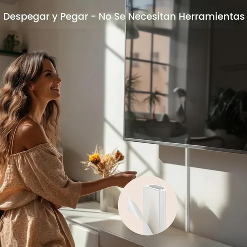 Vista 6 de Kit de ocultación de cables Delamu para pared con adhesivo, cubierta de alambre de múltiples funciones, 42.5 pulgadas para ocultar cables en Blanco